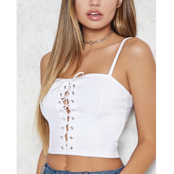 Forever 21 Tops - Forever 21 Lace Up Cropped Cami